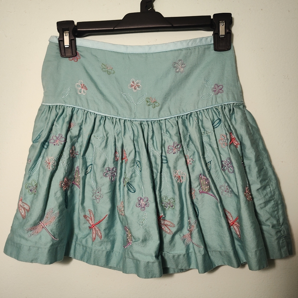 Talbots Kids Dragonfly Floral Embellished Lined Skirt